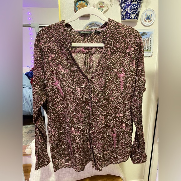 Eddie Bauer Tops - Eddie Bauer Pink and Brown Blouse